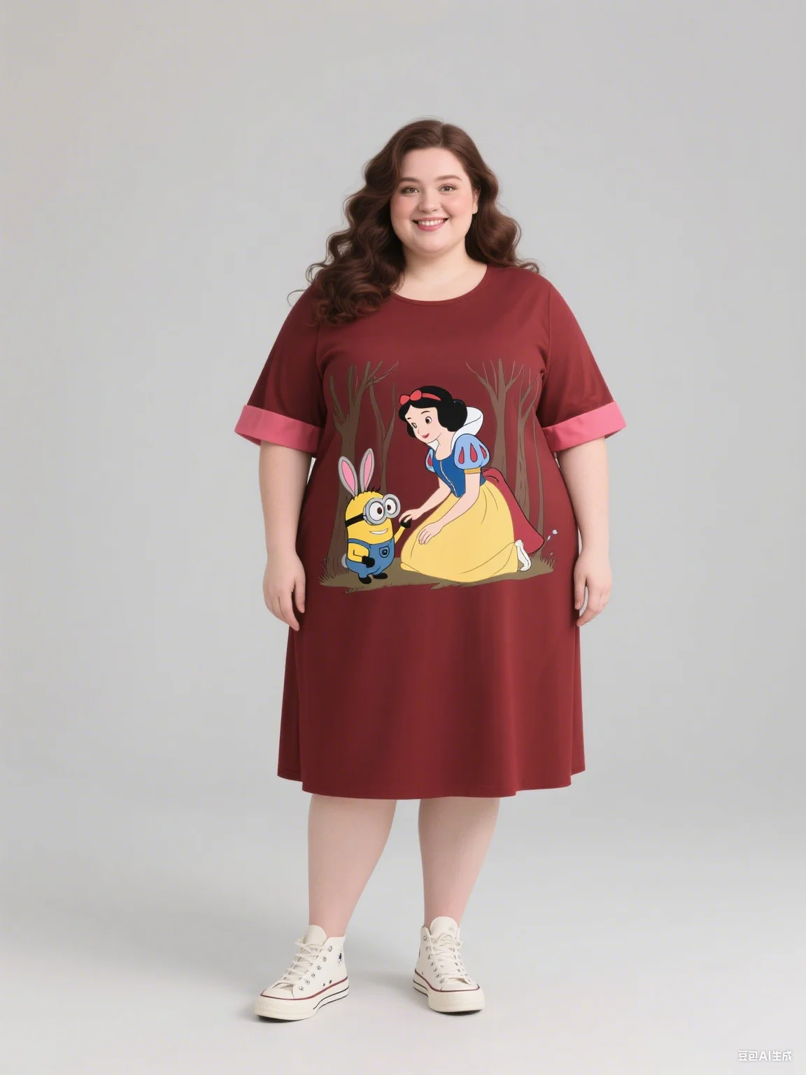 

2025 г., осеннее женское платье больших размеров с забавным IP-принтом Disney на Хэллоуин, женское платье без рукавов с круглым вырезом для модного наряда