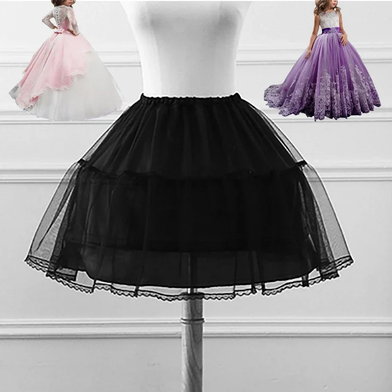 Rok untuk Anak-anak Gaun Gadis Bunga Rok Kecil Perempuan Rok Lingkar 2 Crinoline Rok Lolita Rok Dalam Vestido De Novia