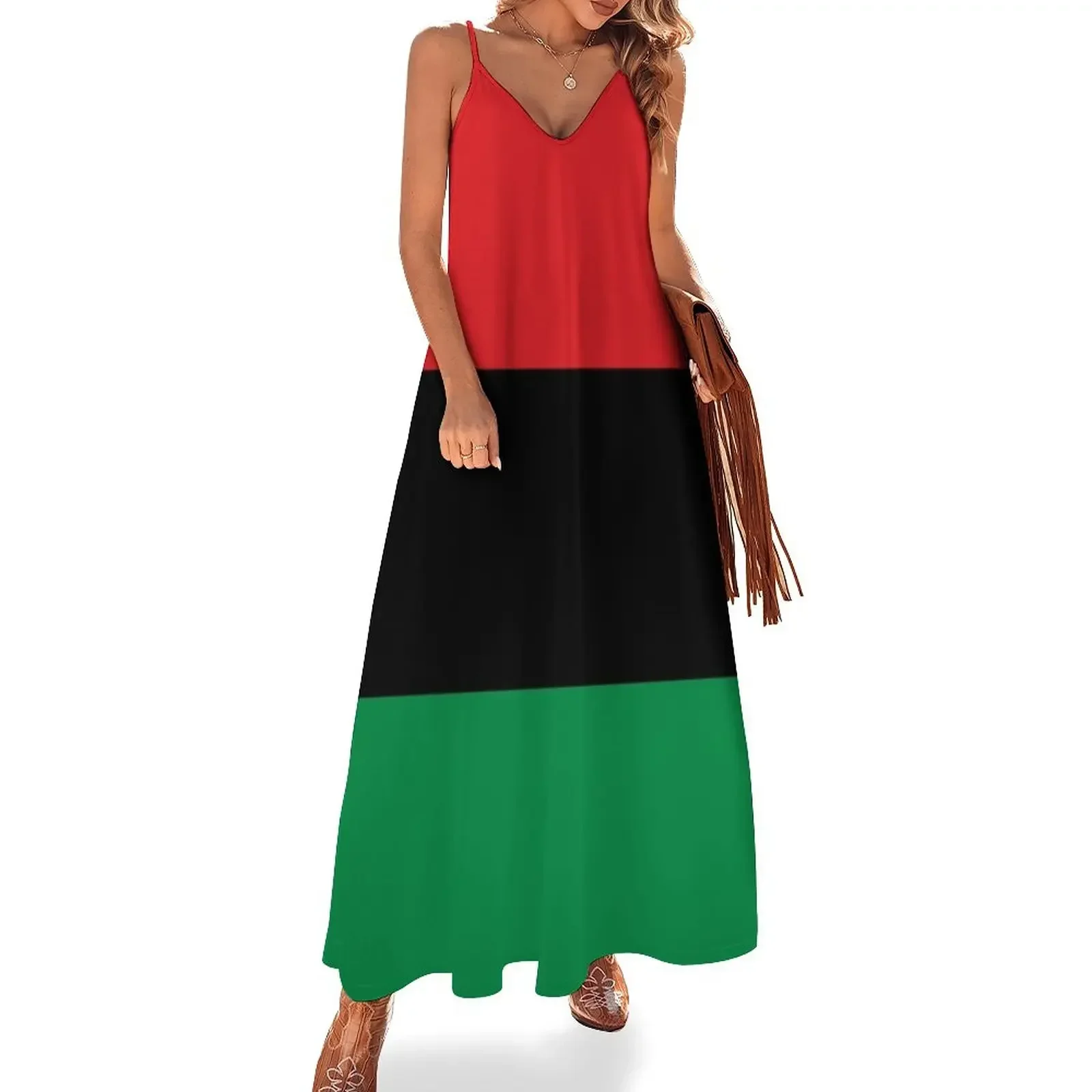 Pan African Flag T-Shirt - UNIA Flag Sticker - Afro American Flag Sleeveless Dress Long dress dresses for womens Dress