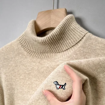 Designer Quality Men's Long Sleeve High Necked Sweater Autumn New Dog Print Soft Warm Knitted Casual Versatile Commute Men'swear 2