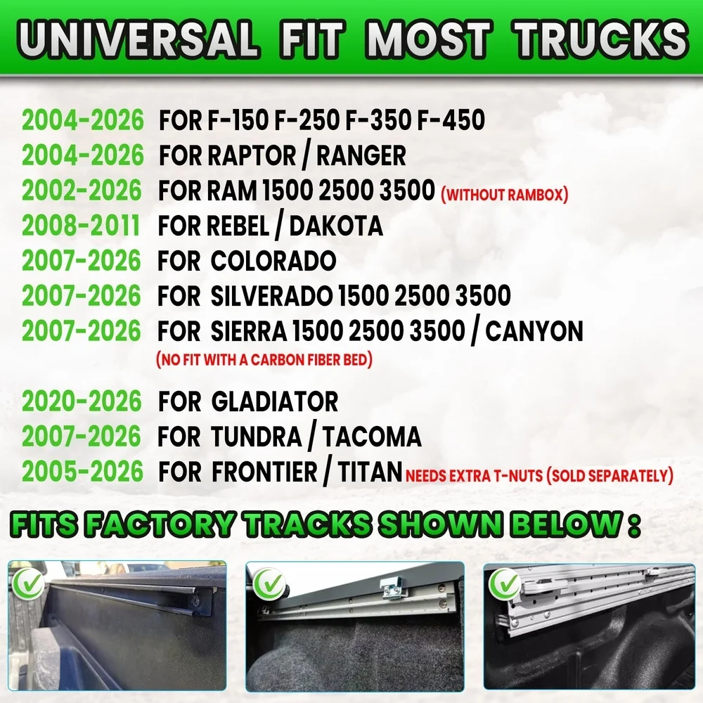 Overland Truck Bed Ladder Rack Adjustable Bed Rack Pickup Truck w/T Slot Tonneau Compatible Bed Ladder Rack Universal for Roof