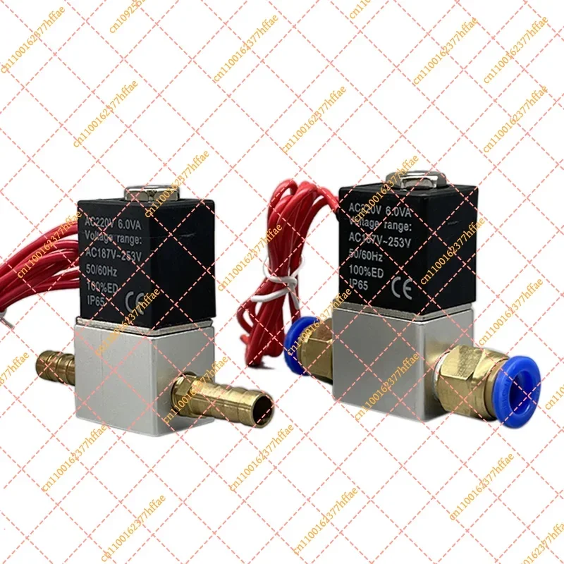 2-Way 2-Position NC Pneumatic Solenoid Valve, 6mm/8mm Hose Barb Air Valve AC/DC 12V/24V/220V