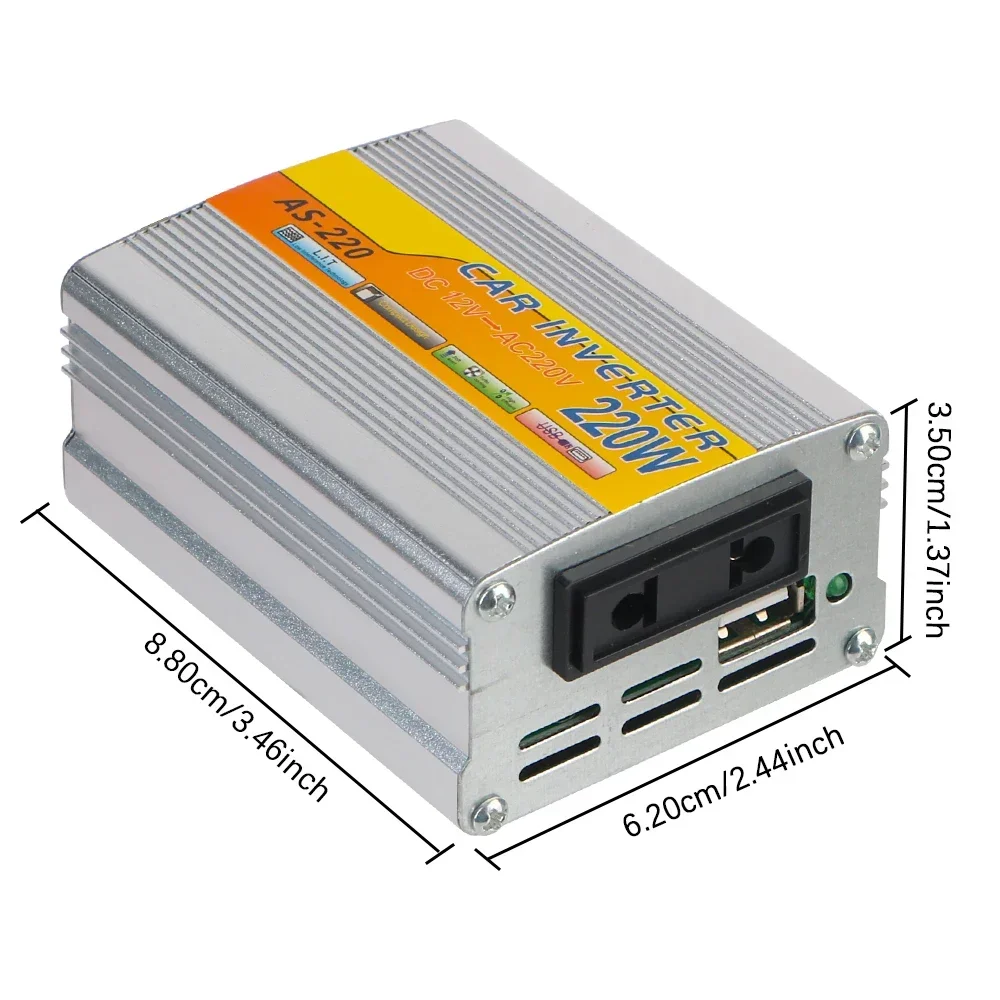 220W Power Inverter Car Mounted Solar Inverter USB Voltage Transformer Portable DC 12V To AC 220V Conversion USB Battery Clip image 4
