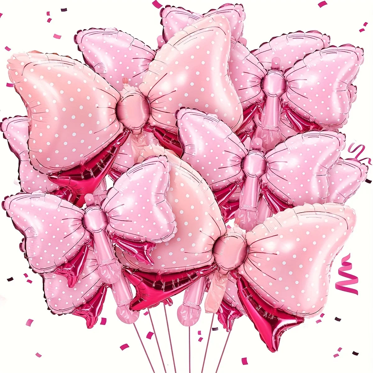 10 Stück rosa Schleifen-Aluminiumfolienballons, geeignet als Hochzeitsgeschenke für die Braut, zur Geschlechtsbekanntgabe, für Mädchen-Geburtstagsfeiern und zur Dekoration.