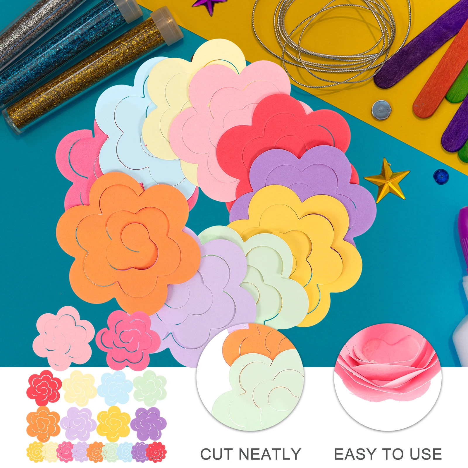 

Flower Shaped Paper Pastel Colored Strip Rolling Tool Roses Quilling Supplies Diy Crafts Scrapbooking Practical Safe