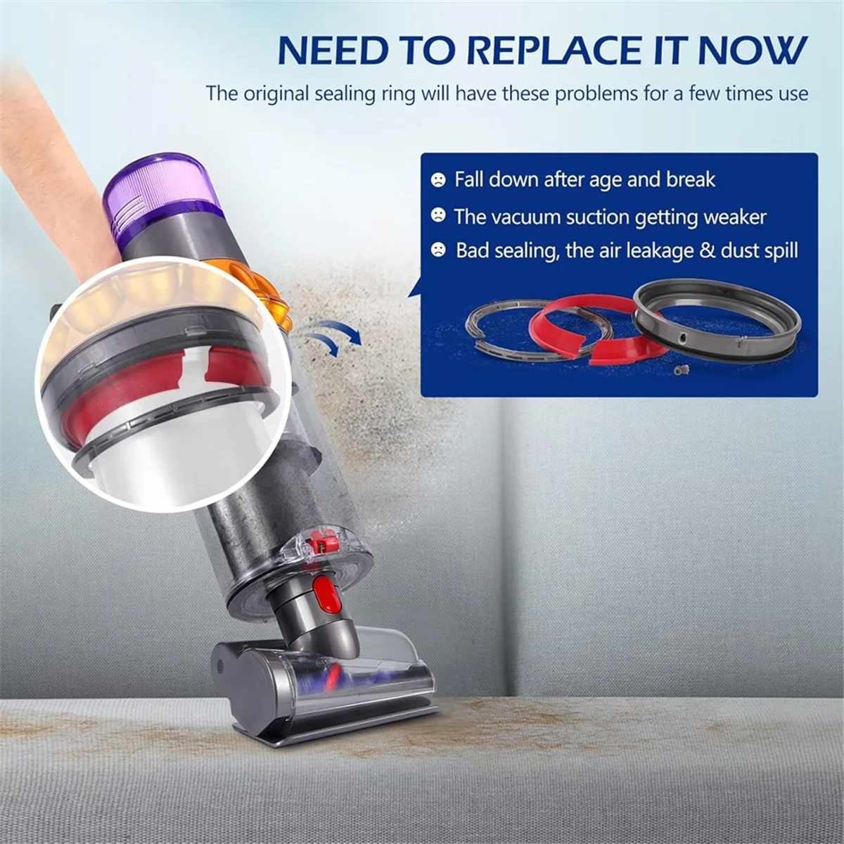 Уплотнительное кольцо для пылесборника ABLS для пылесоса Dyson V11 V10 Gen5, уплотнительное кольцо для пылесоса, запасные части для канистры