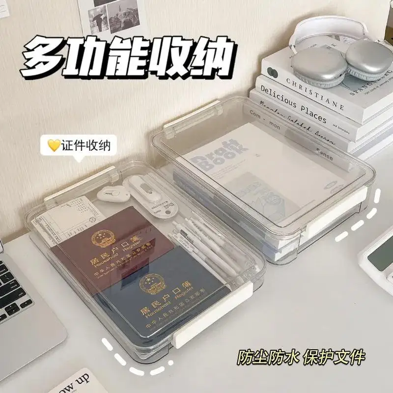 

Transparent A4 File Storage Box Thick PET Document Organizer Dustproof Open-Top Convenient Stackable Desk Paper Storage Case