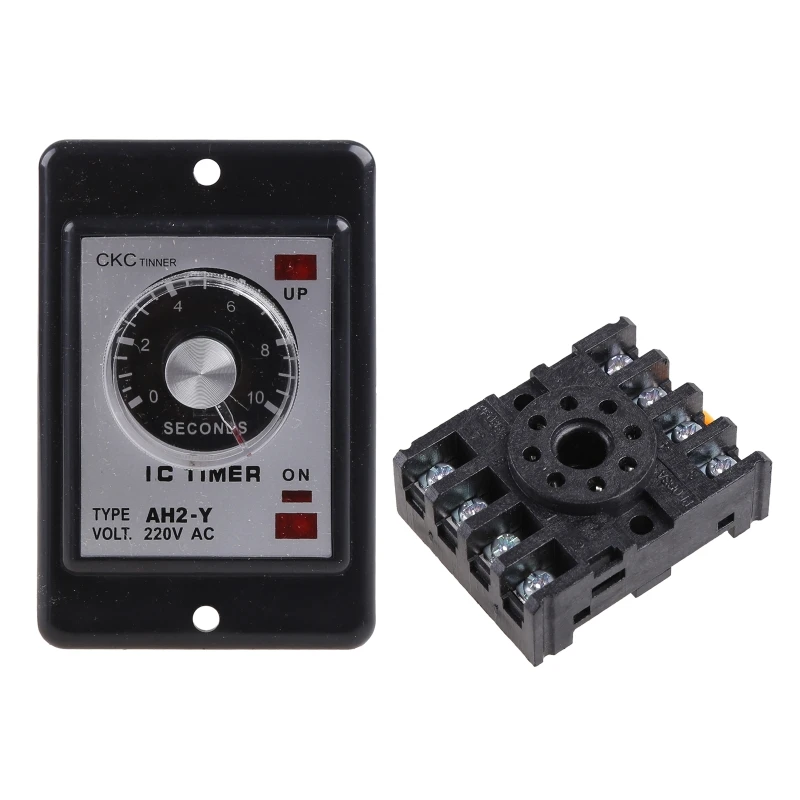 AC 220V AH2-Y Power On Delay Timer High Accuracy Time Relay Device 1/3/5/10/30/60 Seconds 3/6/10/30/60 Minutes Durable