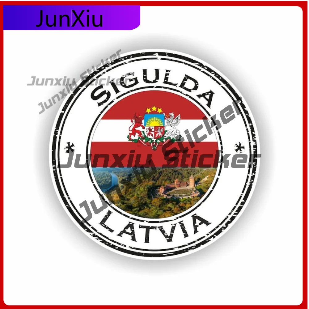 

Sigulda Latvia Seal Sticker Round Long Lasting Vinyl Decal For Truck Laptop UV Resistant Decoration Auto Accessories Exterior