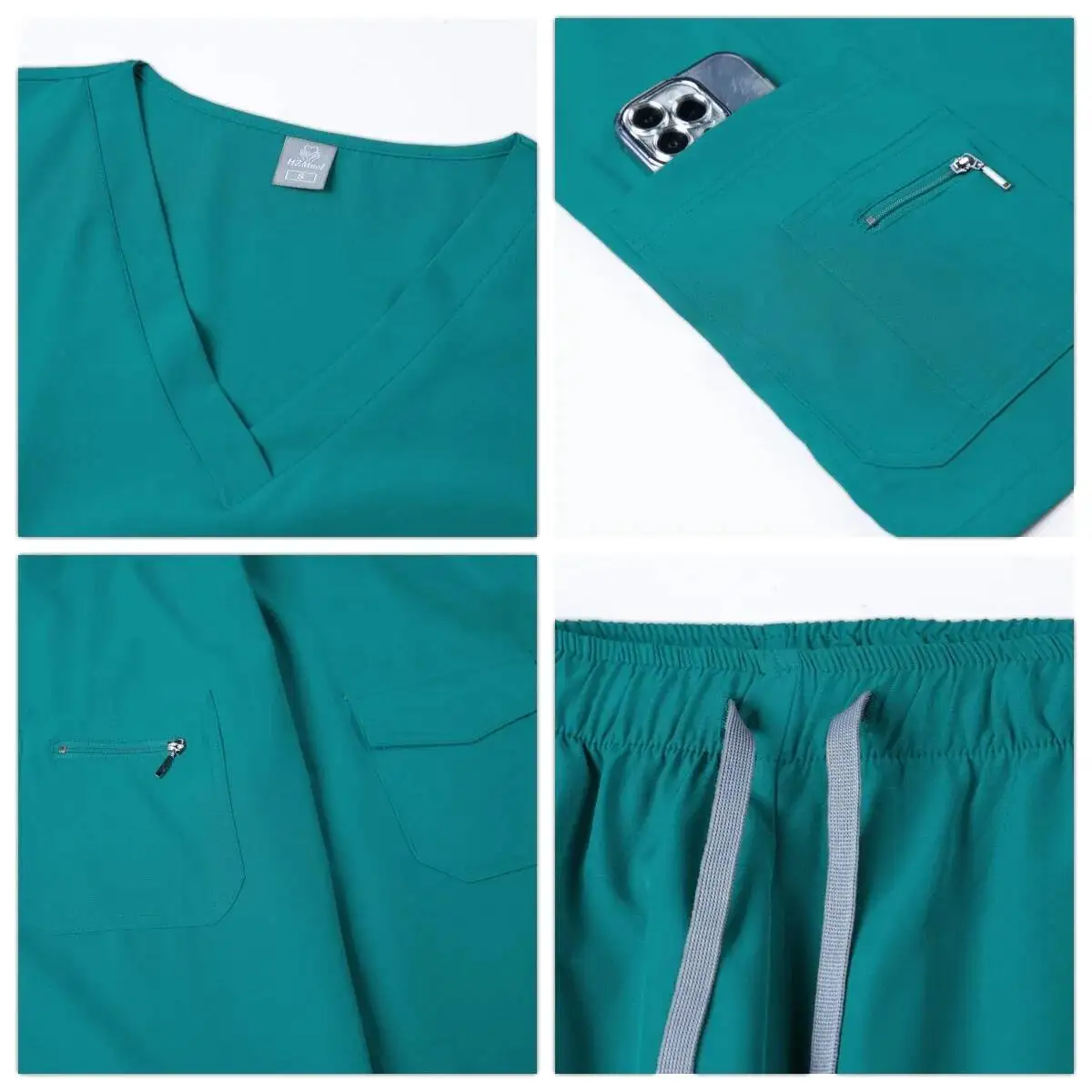 Nieuwe Medische Set V-hals Ziekenhuisuniformen Rits Verpleging Scrubs Uniform Sets Korte Mouw Tops + Broek Voor Vrouwen Verpleegster