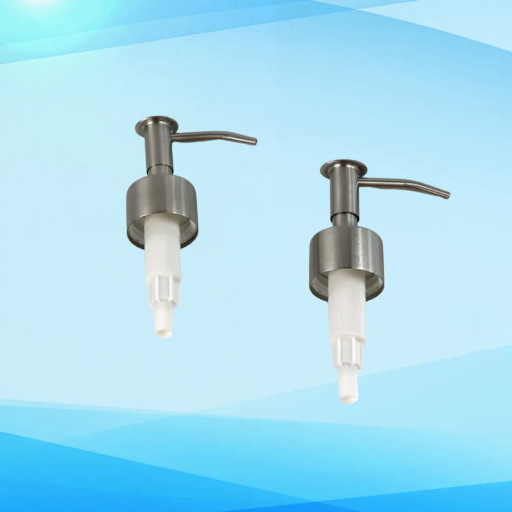 2Pcs Lotion Pump Heads Heavy Duty Stainless Steel Press Pumps for Thick Liquids Soap Dispenser Replacement Eco Friendly Reuse