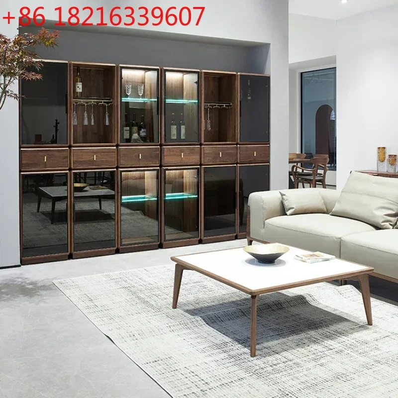 Living Room  Light Luxury High-Grade  Wood Glass   Minimalist Display