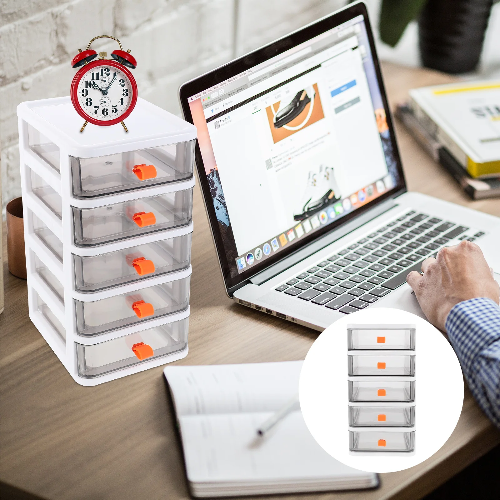 Desktop Storage Box Pp Stationary Organizer Multi-Drawer Transparent Office Study Room Organizer Large Capacity Mini Sundries