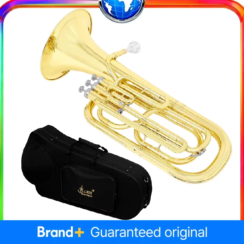 

SLADE Professional Bb Euphonium 3-Key Vertical Valve Brass Horn Gold Lacquer Finish with Hard Case And Full Kit