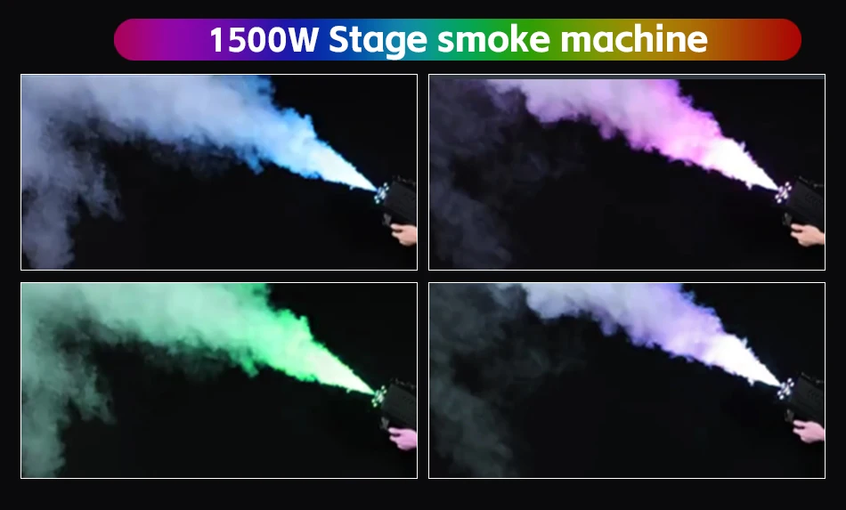 aicpose 1500W LED RGB Handgehaltene Rauchpistole Bühnen-Spezialeffektgerät für DJ Disco Party Hochzeit Tragbarer Rauchwerfer – Detail 8