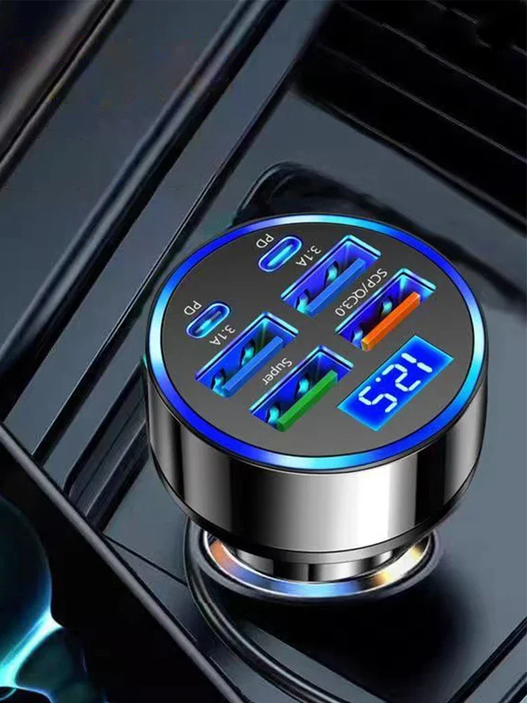 Ładowarka samochodowa UYUXIO USB C z wyświetlaczem napięcia 6 w 1 Super szybka w samochodzie dla iPhone 16 15 Pro Max Samsung Android Phone — zdjęcie produktu 7
