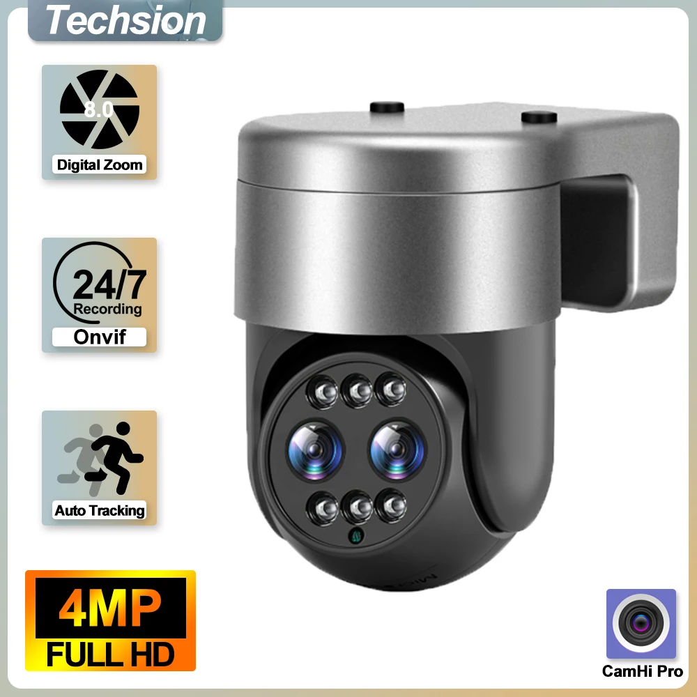 

8MP Wifi Survalance Camera 2K Dual Lens 8x Hybrid Zoom PTZ IP Camera Outdoor Auto-tracking POE CCTV Work with NVR FTP CamHi