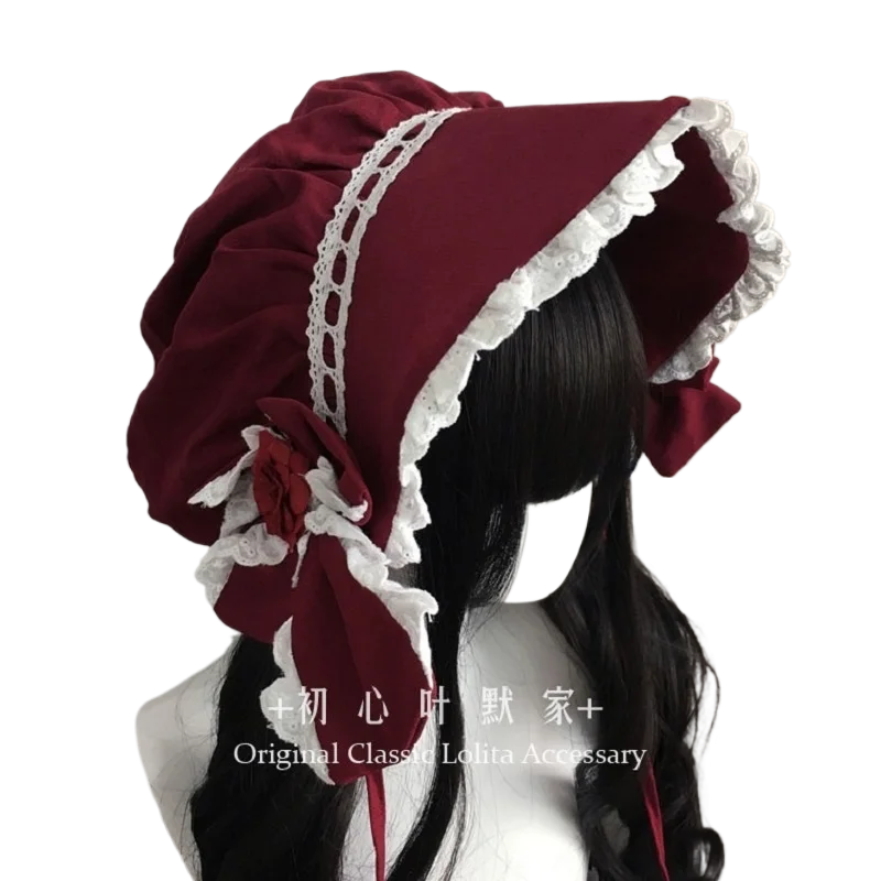 

Original Homemade Lolita Element Porette Hat Pure Cotton Bnt Hat Lolita Style Hand-Made Hat