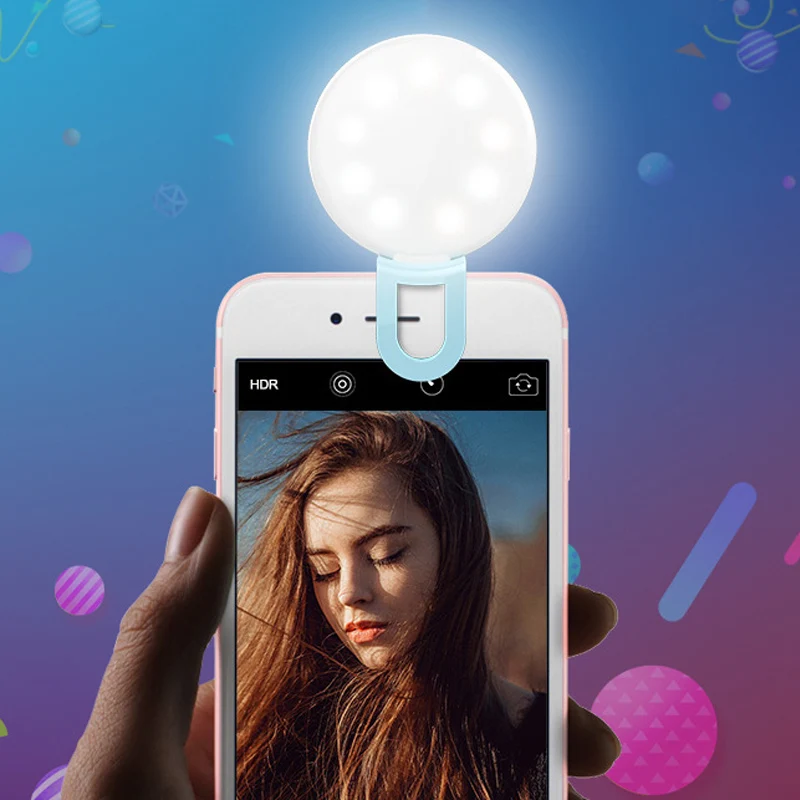 Smartphone Licht Mobiele Telefoon Selfie Ring Lens 3-Niveau Helderheid Draagbare Chargeing Vullen Licht Lamp Clip-On Voor iphone Samsung