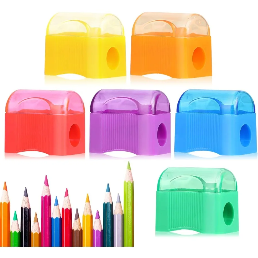 72 قطعة من مبراة أقلام الرصاص البلاستيكية المصغرة بألوان متنوعة مع أغطية لمستلزمات المدرسة والفصول الدراسية المدمجة #3