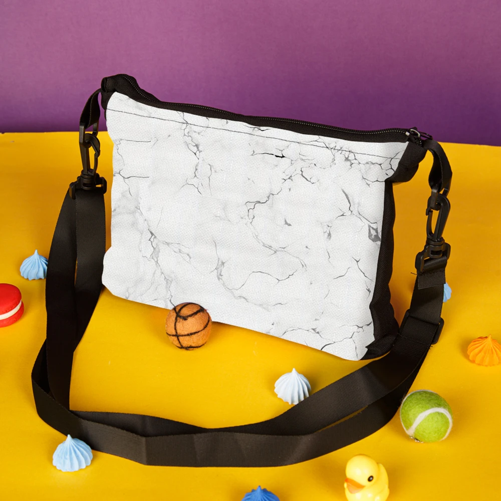 1pc Fashion Crossbody Bag White Marble Print Pattern Shoulder Bags For Women Casual Daily Use Travel Work School College Student