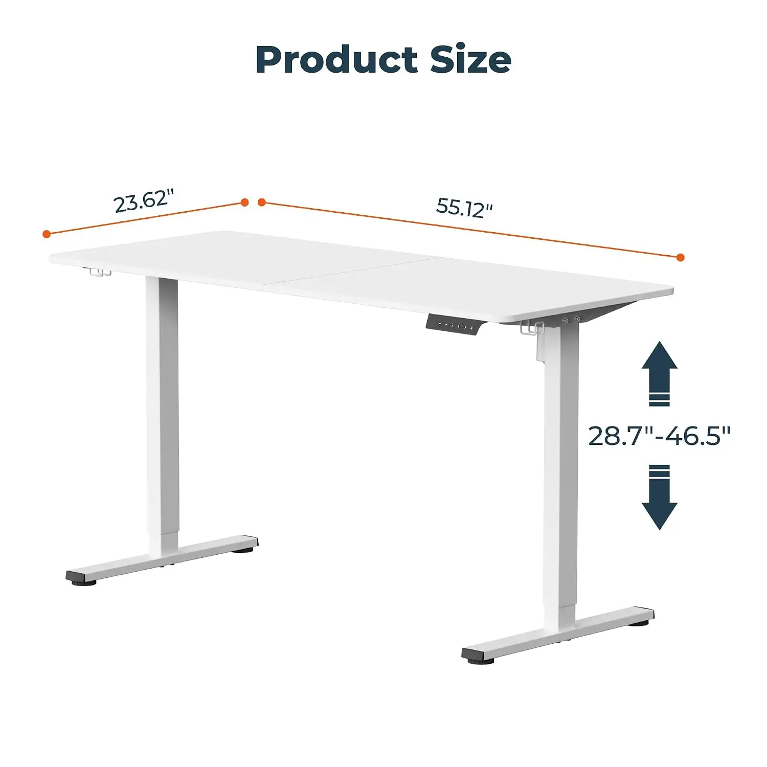 55x24 Inch Electric Adjustable Standing Desk White Splice Board Home Office Workstation Memory Preset, Customized