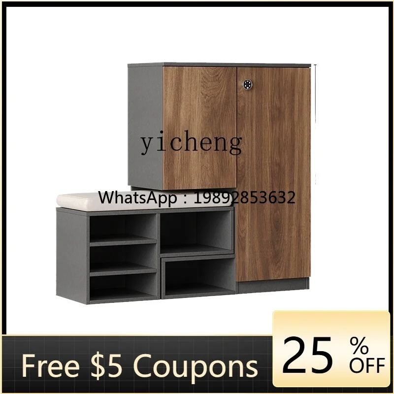 

BB household door with shoe change stool integrated cabinet custom entry password lock shoe cabinet solid wood elevator
