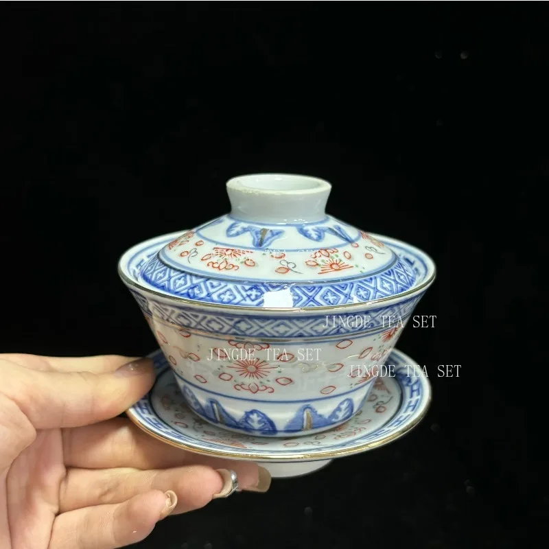 Jingdezhen Ceramic Gaiwan Retro Teacup handmade Tea tureen Bowl Chinese Teaware Accessories Drinkware Personal Cup 150ml