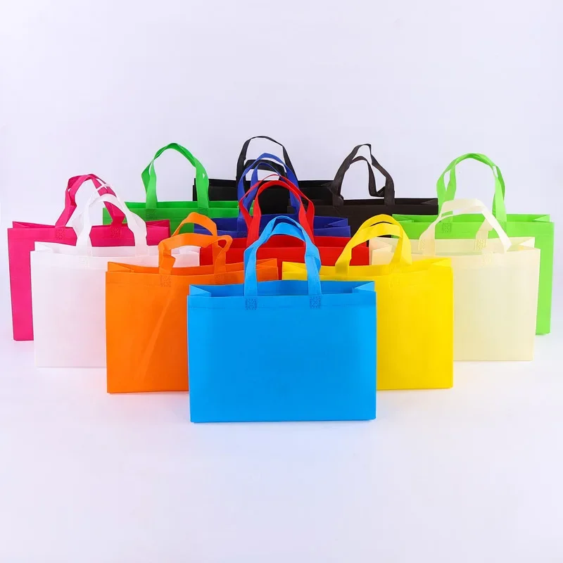 1PCS New Reusable Non Woven Shopping Bag Solid Color Foldable Grocery Convenient Tote Eco-friendly Storage Handbag