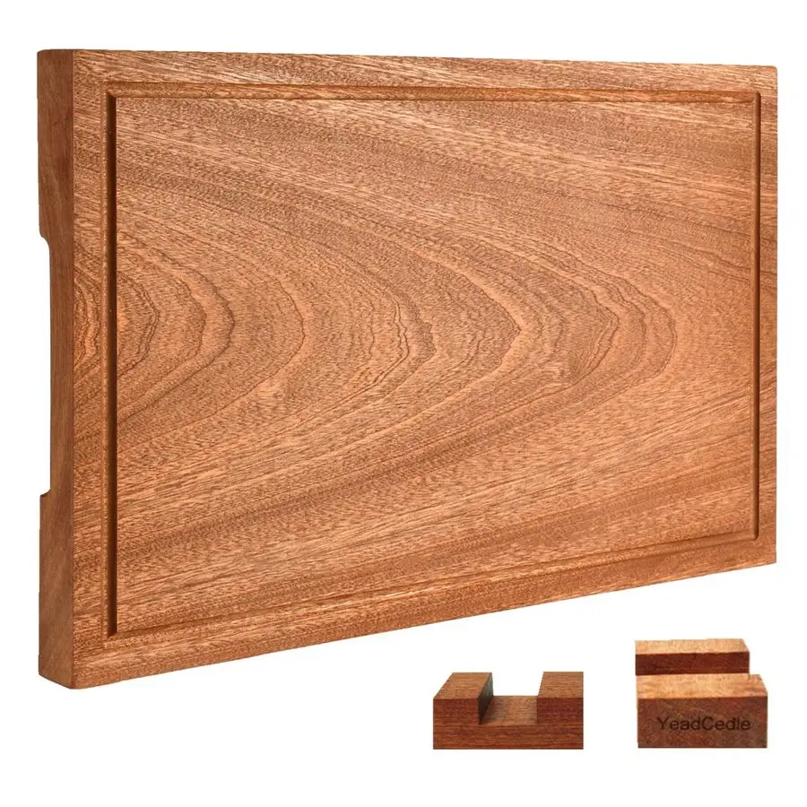 

Cutting Boards For Kitchen Real Solid Sapele Wood Chopping Board One Piece Thick Hard No Glue Non Toxic With Juice Groove And St