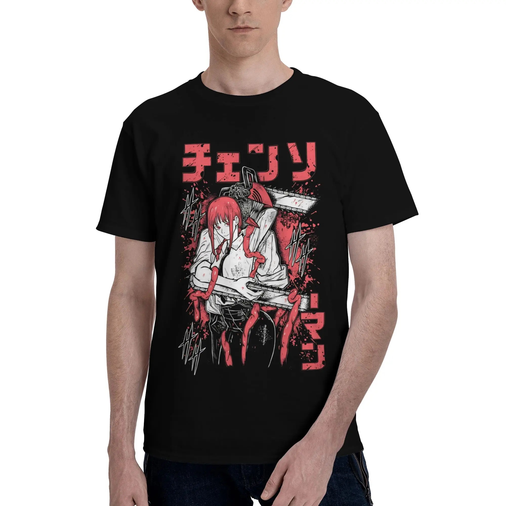 strongest devils rivalry  Funny 100% Cotton T-Shirt Bandai Chainsaw Man Tops Tees For Men