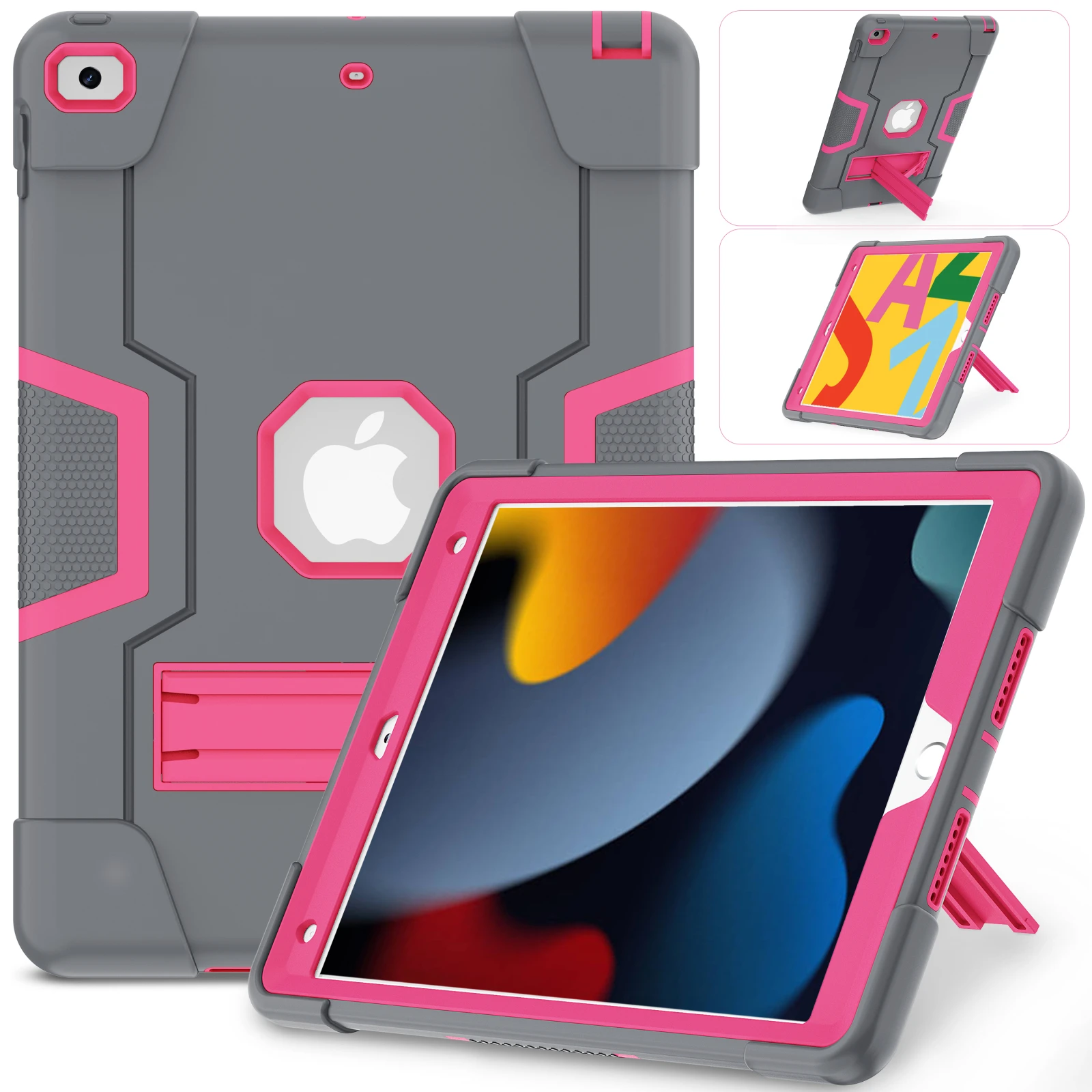 Kickstand Rugged Case For iPad A16 2025 11th 10.9 2022 10th 10.2 7th 8th 9th 9.7 2017 2018 5th 6th Gen Armor Cover 3-Layers Capa