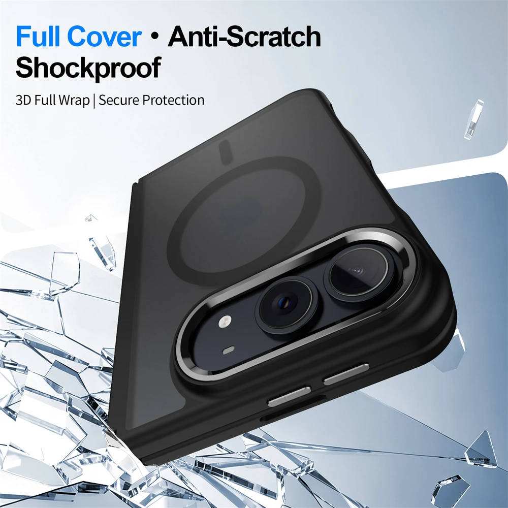 Luxury Matte Magnetic Charge Phone Case For iPhone Duo For Magsafe Skin Feel Translucent Shockproof Fold Cover Funda