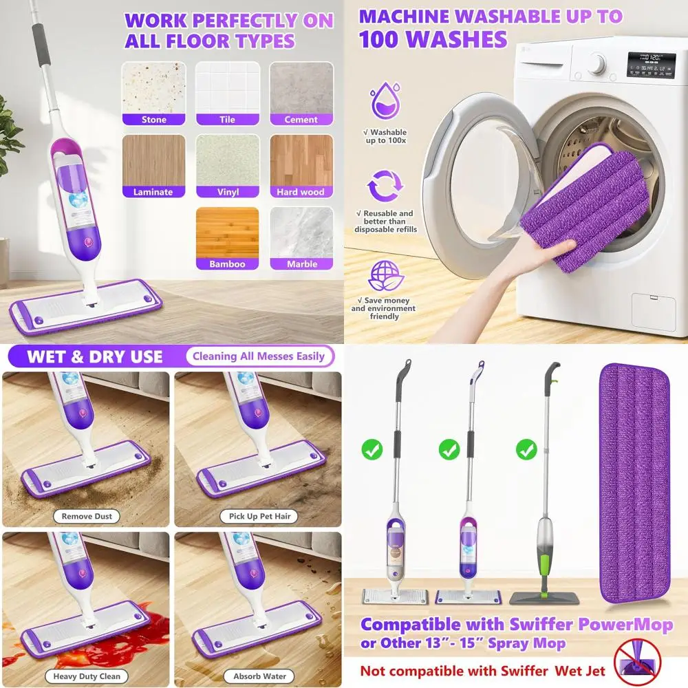 

18-Count Reusable Swiffer PowerMop Compatible Mop Pads for Wood Floors, Machine Washable, All Floor Types