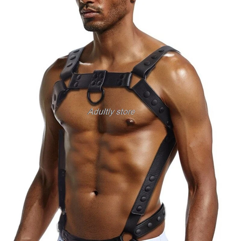 High Quality Leather Shoulder Belt Body Chest Harness BDSM Men harness belt Body Gays Hombre Stage Nighclubwear jockstrap