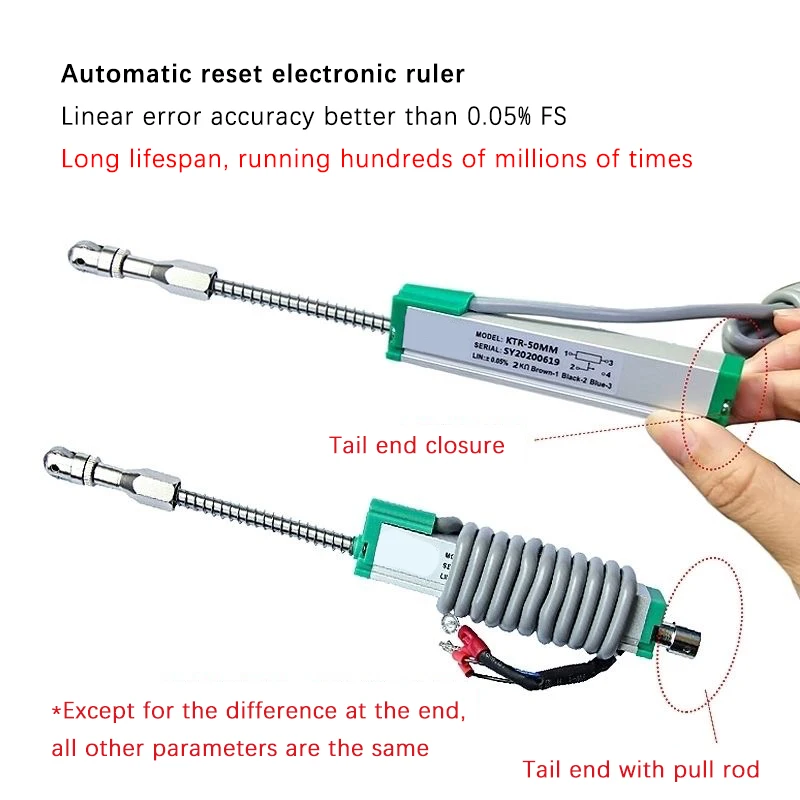 KTR10mm-100mm Spring Return Electronic Ruler Micro Injection Molding Machine Linear Displacement Sensor