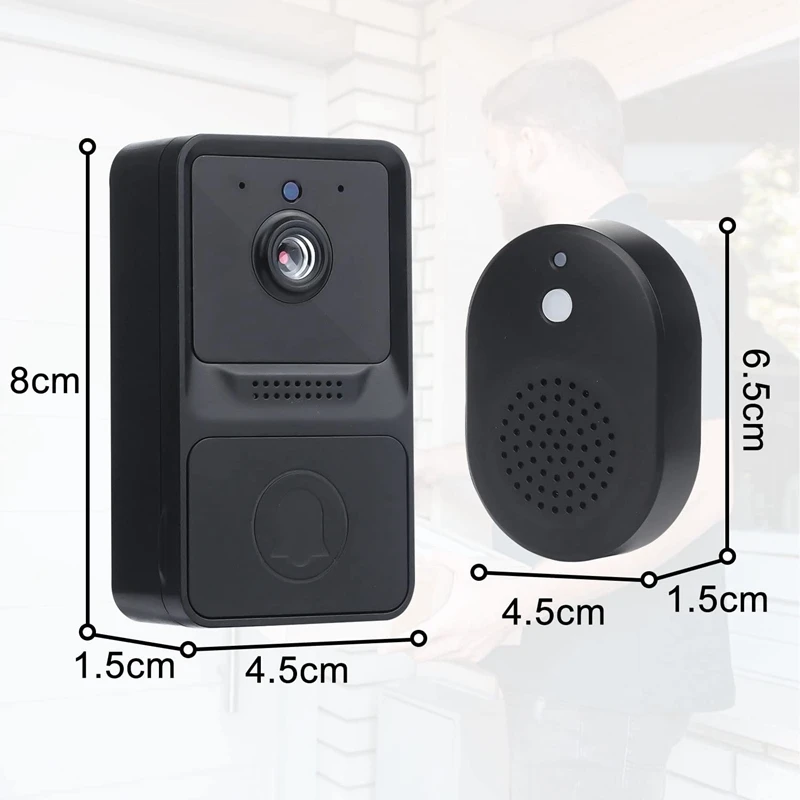 Campainha de câmera de campainha de segurança inteligente com armazenamento em nuvem, monitoramento de áudio bidirecional em tempo real