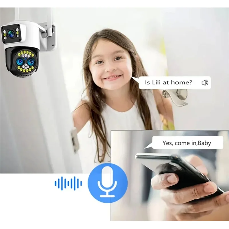 Security Camera Outdoor,Wifi 4K 8MP Two Lens Two Screen Outdoor Wireless Camera 10X Zoom Two Way Audio Detection US Plug Durable