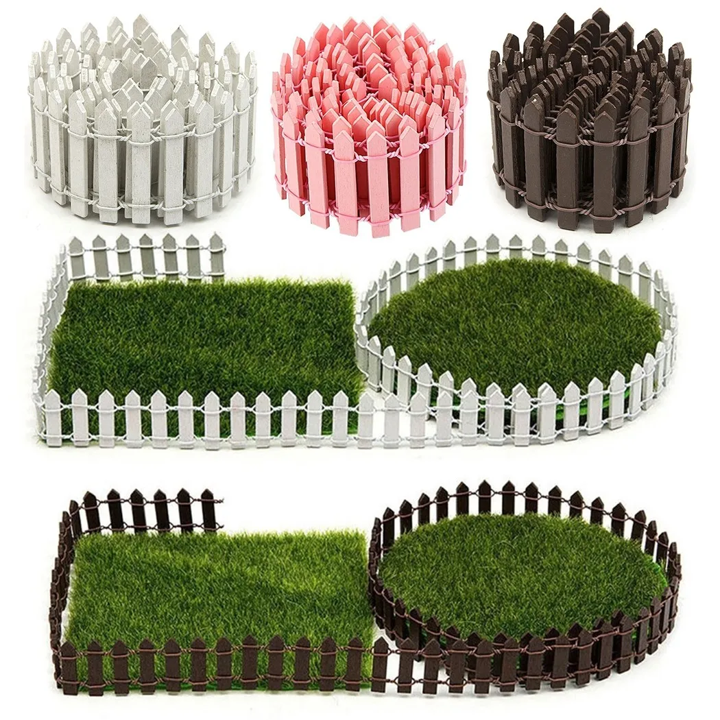 Mini Miniature Wood Fence Decoration Farm Garden Decorative Balcony Landscape Barrier Accessory Indoor Courtyard 100x5cm