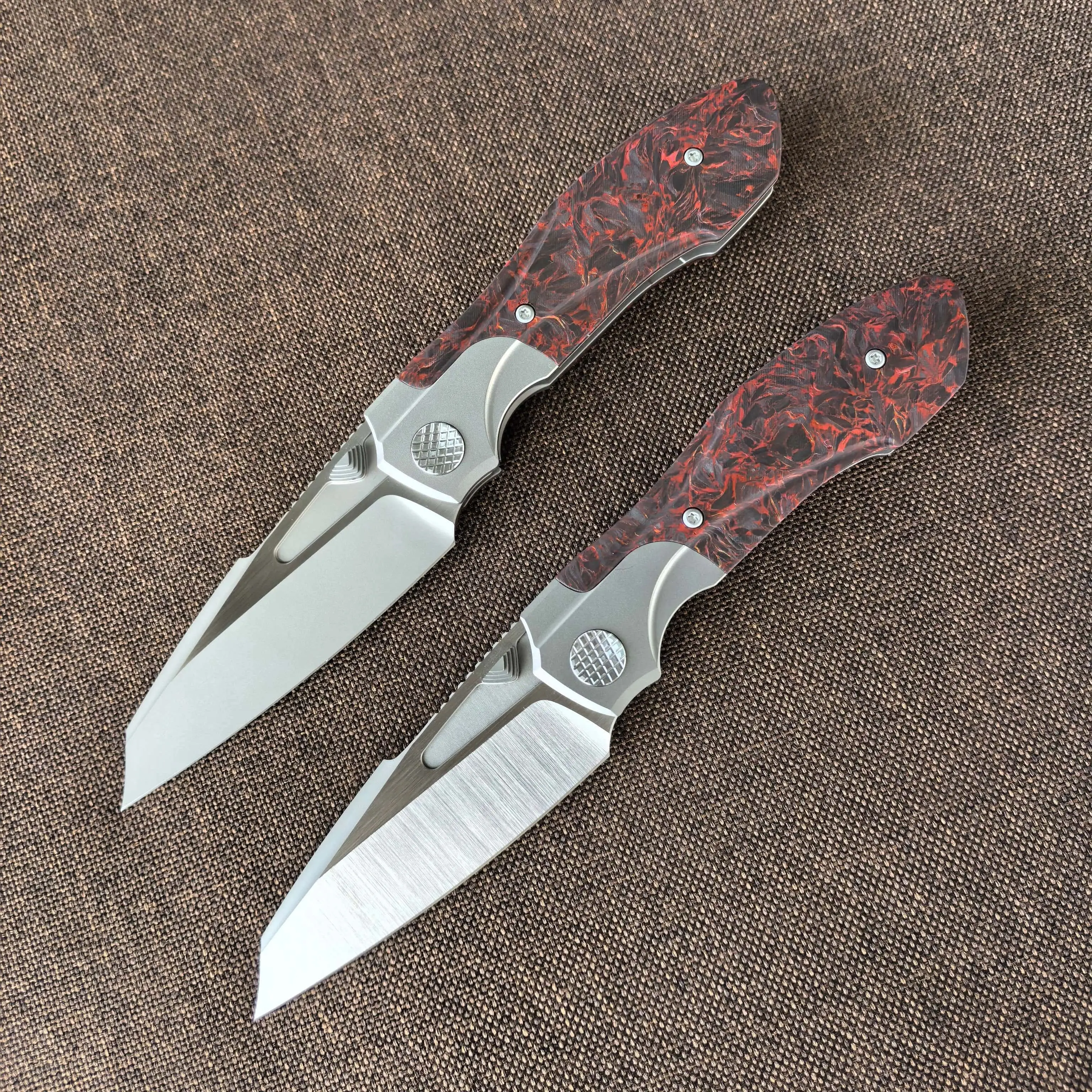 Folding Knife M390 Steel , CF Titanium Alloy Handle, Camping Fishing Hunting Outdoor Rescue Utility EDC Fruit Knife