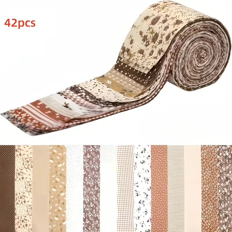 40 Pre-Cut Strips of Printed Fabric Rolls for Quilting with 20 Different Floral Patterns, DIY Sewing, Scrapbooking, Quilting