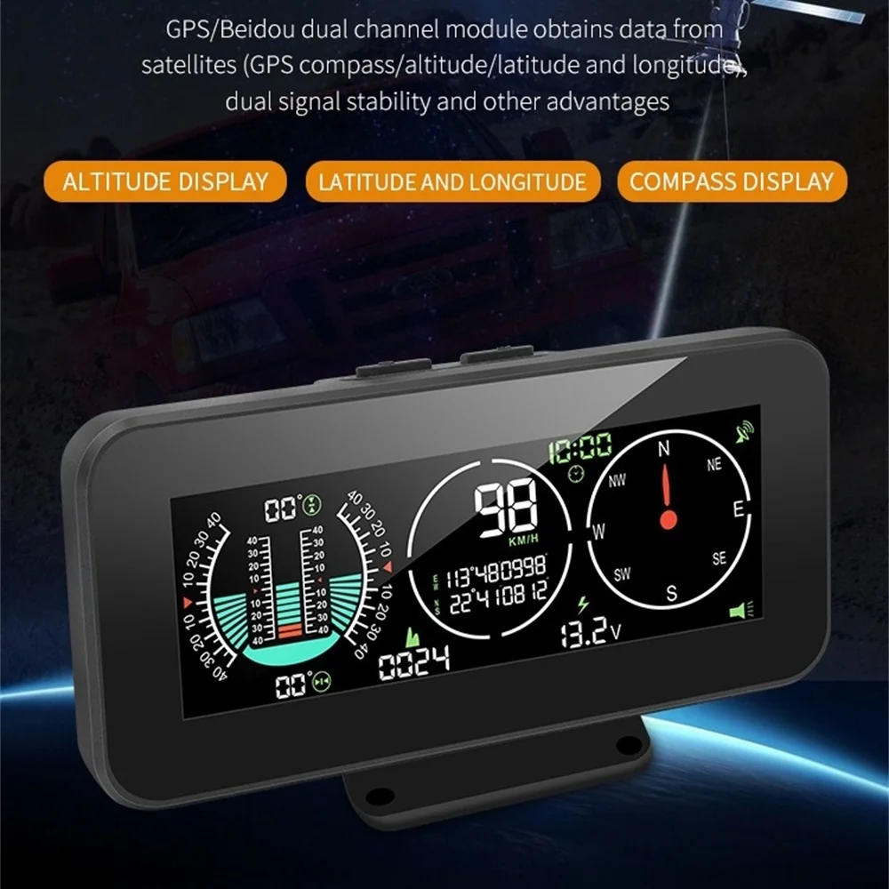 JGE M60 On Board Intelligent Escort Instrument Compass Time Volt Altitude GPS Applicable To All Automobile And Motorcycle Models