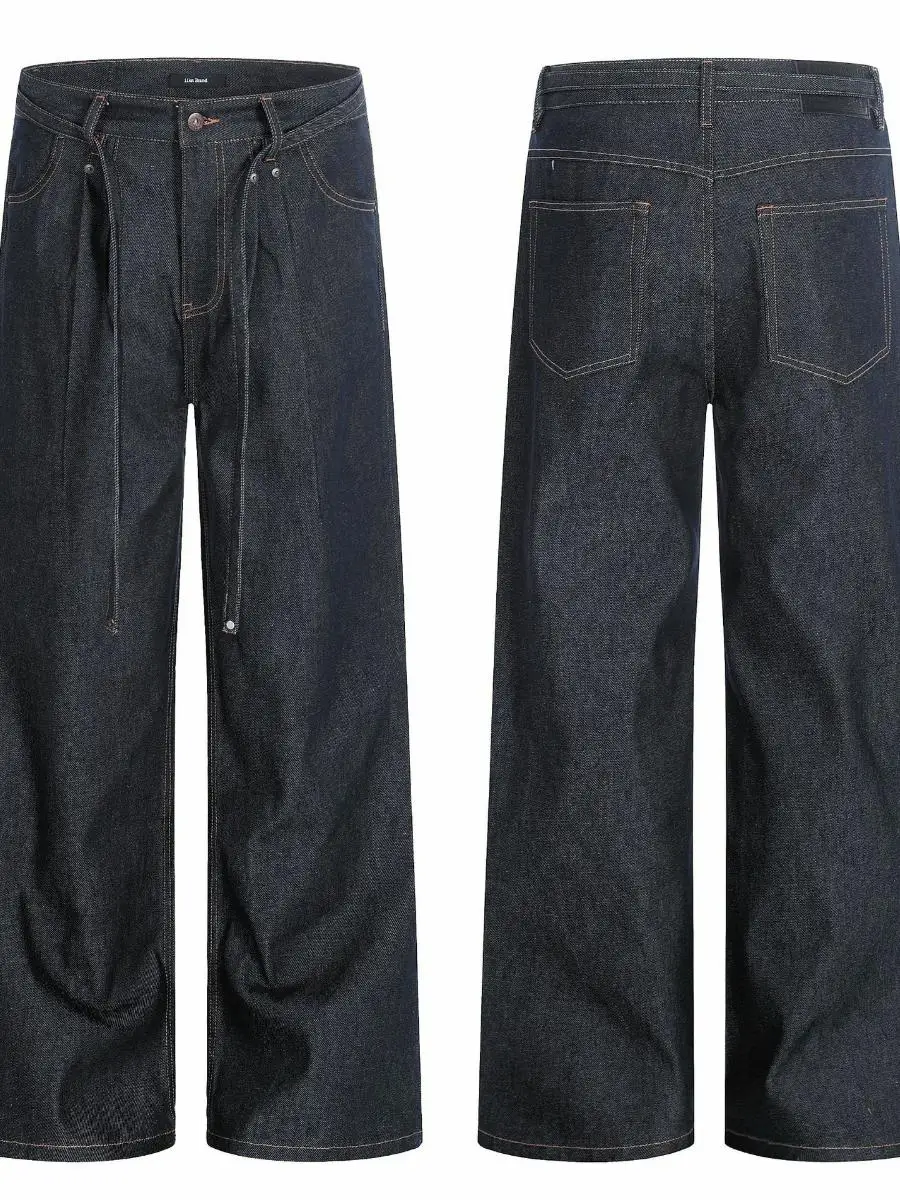 

Джинсы свободного кроя с широкими штанинами в стиле ретро, длина в пол, унисекс, оригинальные синие джинсы из денима, повседневные прямые джинсы