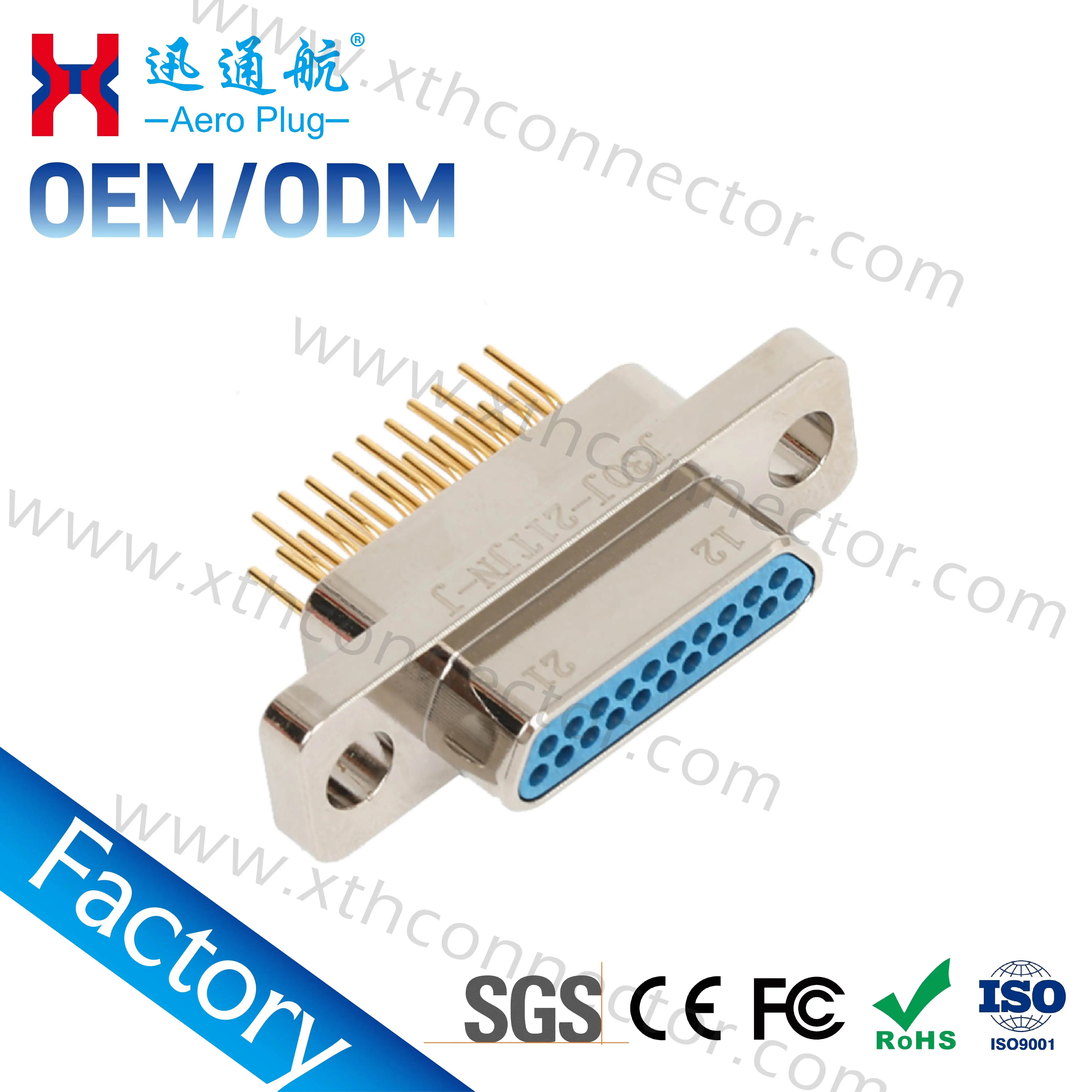 High Reliability Rectangular Connector Male J30J-21TJN-J J30J-21ZKN-J Female 90 °Vertical Installation PCB connector 21PIN