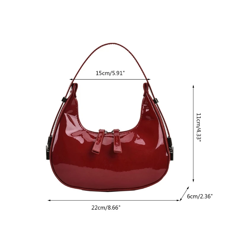 Moon Bags Shoulder Bags for Women Solid Color Armpit Bag PU Leather Underarm Bag Luxury Bag Purse with Zipper Closure