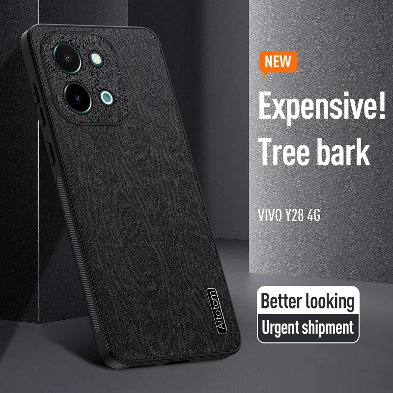 

Leather Case for vivo Y28 Y 28 4G Matte Tree Pattern Full Camera Silicone Protection Hard Luxury Phone Cover vivoY28 Coque