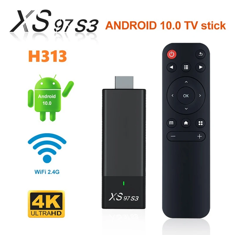 XS97 S3 Smart TV Stick Set Top Box H313 Internet HDTV 4K HDR TV Receiver 2.4G 5.8G Wireless Wifi Android 10 Media Player