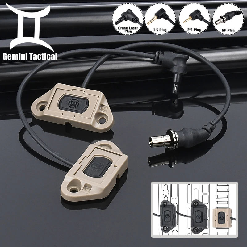 Tactical UN ModButton Remote Pressure Switch Surefir Flashlight WADSN PEQ15 Laser 2.5/3.5 SF Crane Plug Fit Keymod MLok 20MMRail