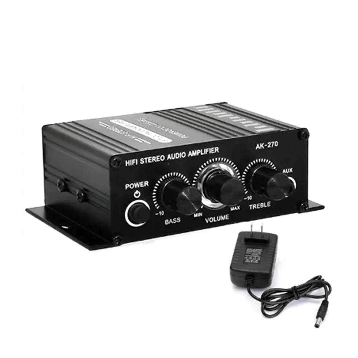 AK-270 HIFI Amplifier 2.0 Channel Home Amp Bass & Treble Adjustment Stereo Audio Home Cinema Sound System DC12V US Plug