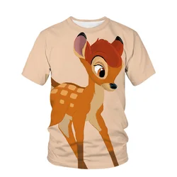 Summer Fashion Crew Neck Oversized T Shirt Disney Bambi 3D Print Men's Short Sleeve Top Street Style Trend Boutique Top